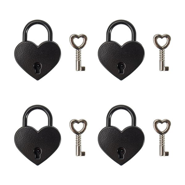 

key rings small metal heart shaped padlock mini lock with for jewelry storage box diary book black ametz, Slivery;golden