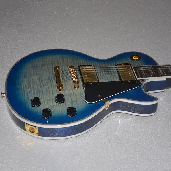 

chinese electric guitar gold hardware flame maple gradient bule color custom