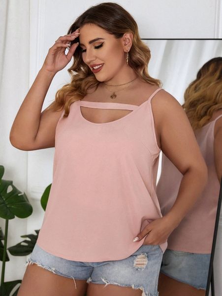 

plus solid cut out cami 16gv#, Black