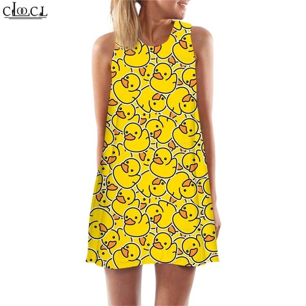 

women tank dress cute little yellow duck 3d pattern dress mini short party female fashion vest sleeveless dress w220616, Black;gray