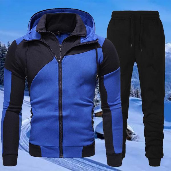 

autumn winter mens tracksuit fashion sets coats and trousers double zipper two piece set casual streetwear jackets ourdoor tracksuits, Gray