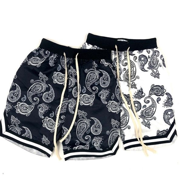 

summer harajuku men shorts bandana pattern fashion hip hop mens brand short pant bottoms elastic wais man casual pants 220614, White;black