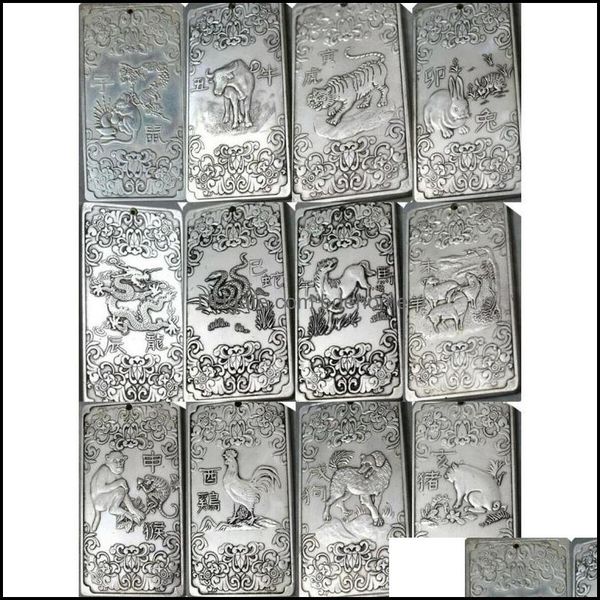 

pendant necklaces pendants jewelry waist tag china tibet sier statue chinese zodiac old token fengshui dh9ba, Silver