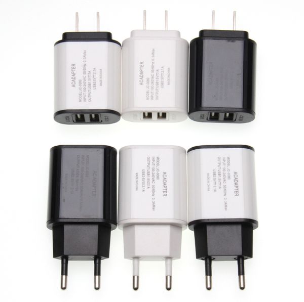 Wall Charge EU US Plug 5V 2A Dual Port USB AC Home Travel Adapter per smartphone