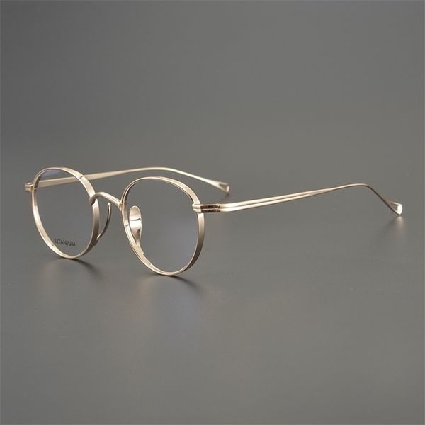 

60% outlet online store small face spectacle frame pure titanium handmade literary round women's ultra light gold wire spectacle frame, White;black