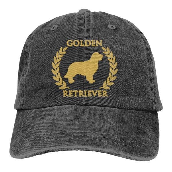 

golden retriever denim sun hat classic vintage adjustable baseball cap, Blue;gray
