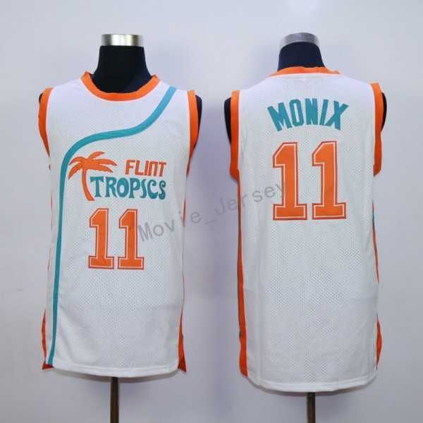 James Stitched Men's Semi Pro Movie Flint Tropics #69 Downtown Jersey #11 ED MONIX #7 ED MONIX #33 Jackie Moon Stickerei weißen Grüns