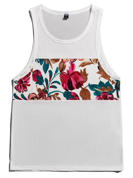 

men floral print tank x0j6#, White;black