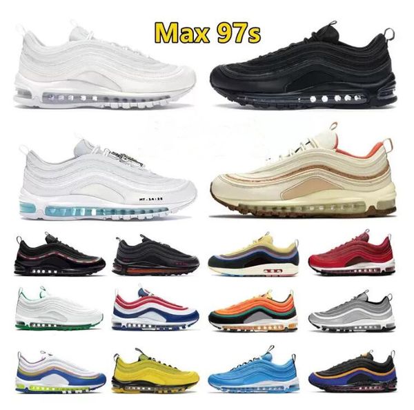 

2022 new 97 mens running shoes triple black white sliver bullet metalic gold 97s undefeated men women trainer outdoor sports sneaker size 36
