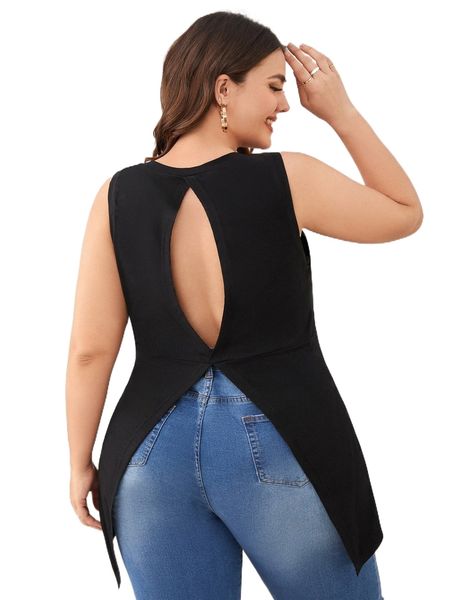 

plus cut out split back tank 02io#, Black