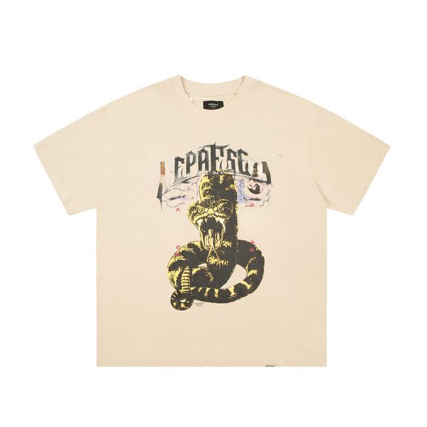 

high street chic python printing t-shirt men's and women's short sleeves, White