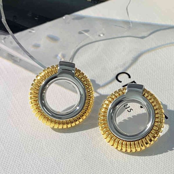 

ks european and american french advanced design earrings women exaggerated retro temperament personality circle small ear, Golden