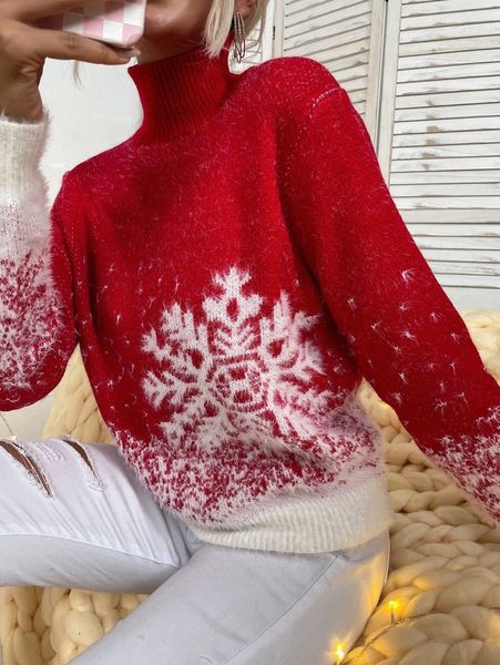 

christmas pattern fluffy knit sweater f1ao#, White;black