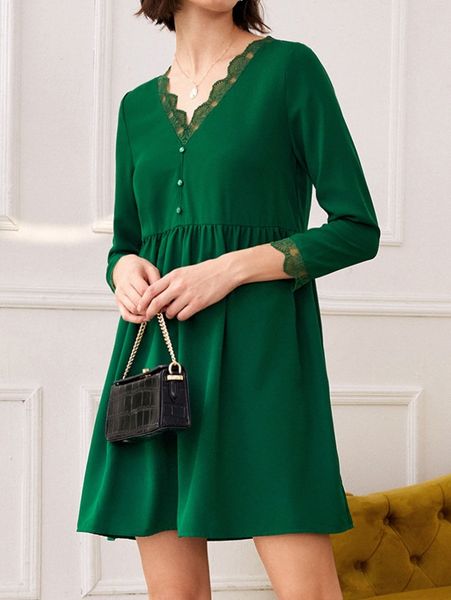 

lace scallop edge solid dress 73ls#, Black;gray