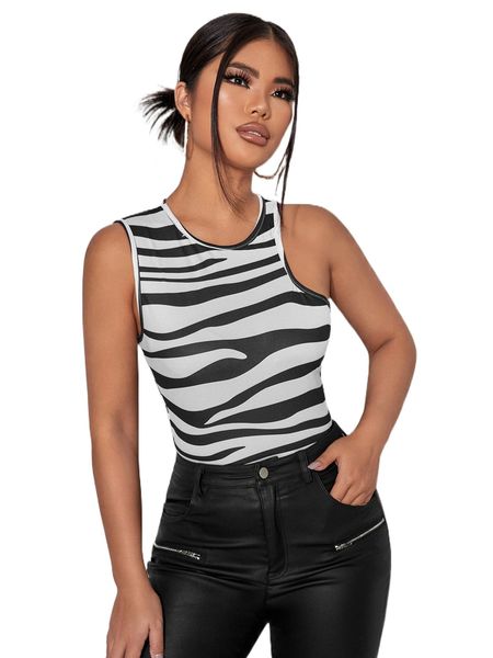 

zebra striped tank v3ld#, White