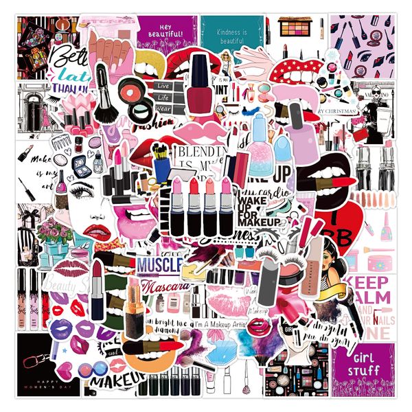 

50pcs cartoon cosmetic car stickers pack for waterproof diy lapskateboard suitcase phone decals sticker