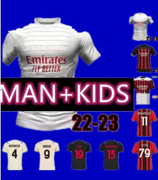 

21 22 23 ac ibrahimovic giroud soccer jerseys 2022 2023 theo brahim tonali 4th romagnoli r.leao s.castillejo kessie saelemaekers milans foot, Black;yellow