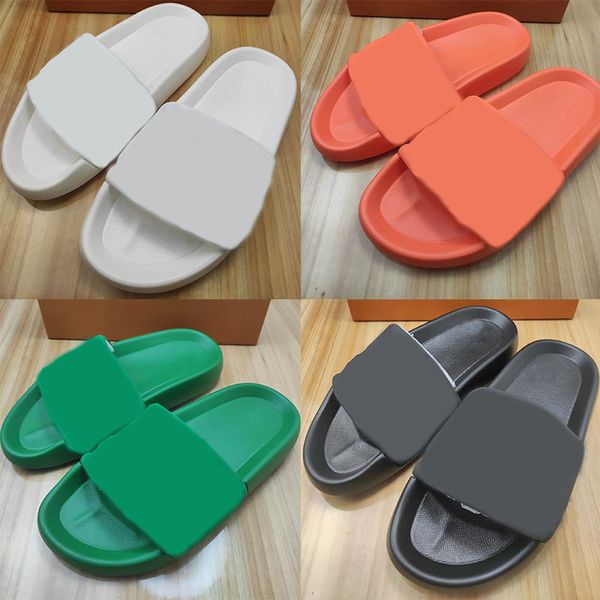 

men women slippers designer embossed rubber sandals classic beach flip flops comfortable loose casual slides printed outsole non-slip slippe, Black