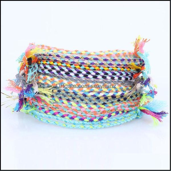 

charm bracelets jewelry handmade wrap friendship braided bracelet for women teen girl colorf adjustable cotton thread ankl dhuxc, Golden;silver