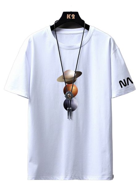 

men planet & letter graphic tee t6zo#, White;black