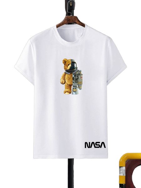 

men letter & cartoon graphic tee p8ty#, White;black