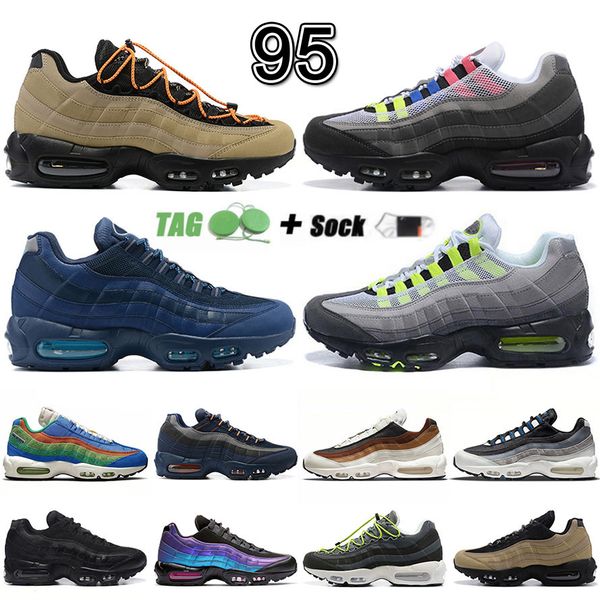 

new classic 95 95s mens womens running shoes eur 46 men khaki black orange lacing wolf iron grey og neon greedy 3 dark army light p blue sne
