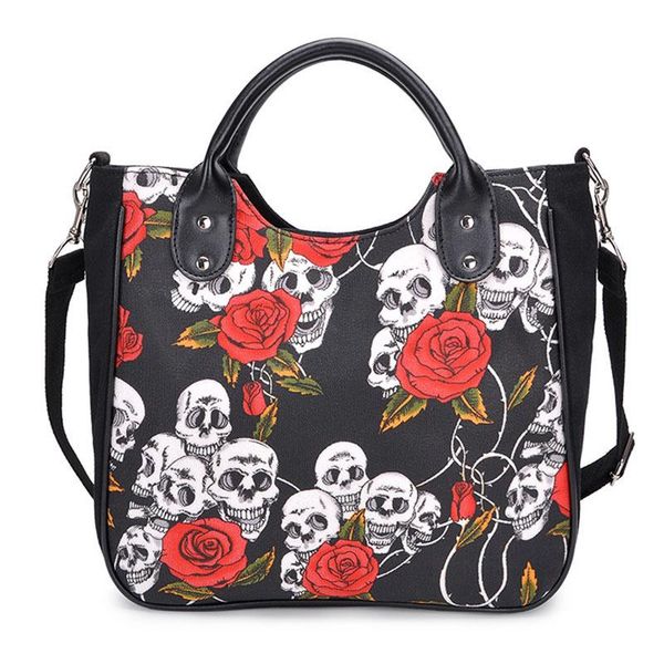 Abendtaschen Marke Schädel Gedruckt Schulter Für Frauen Weibliche Luxus Designer Handtaschen Damen Große Kapazität Blumen Leinwand Messenger BagEvenin