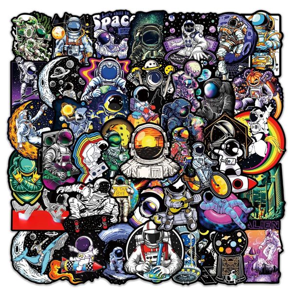 50 pezzi cool interessante nero astronauta adesivo cartone animato tuta spaziale graffiti giocattolo per bambini skateboard auto moto bicicletta adesivi decalcomanie