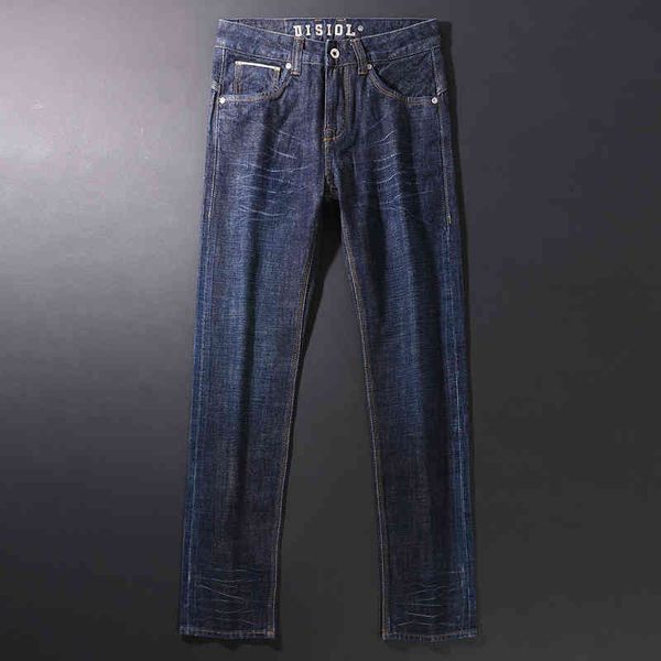 

men's jeans 2022 spring jeans men's classic bullet simple dark washed casual pants slim feet 7f1g, Blue