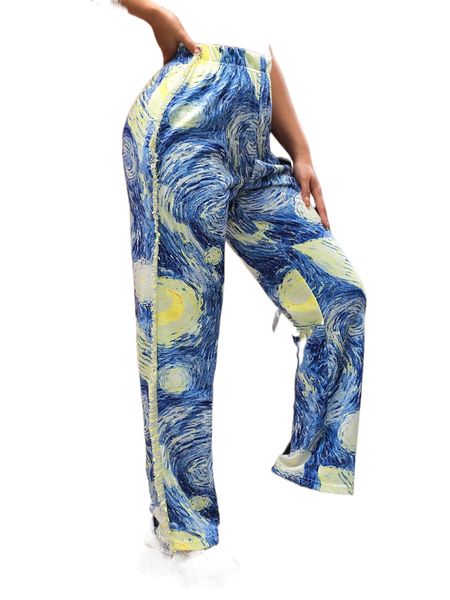 

oil painting print sweatpants e0c5#, Black;white