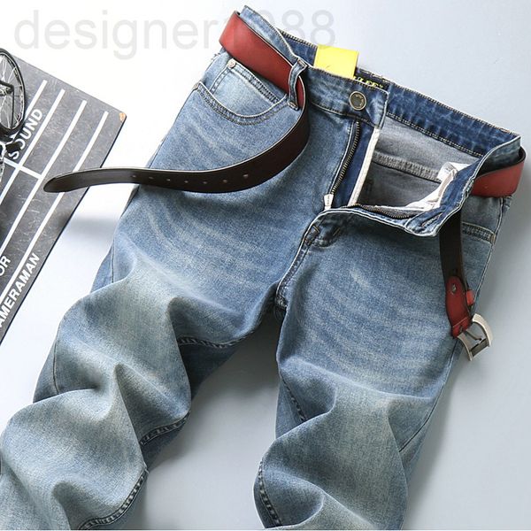 

men's jeans designer 2022 spring sulee counter nostalgic straight jeans men's korean elastic pants w7c5, Blue
