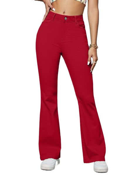 

slant pocket flare leg pants e8ca#, Black;white