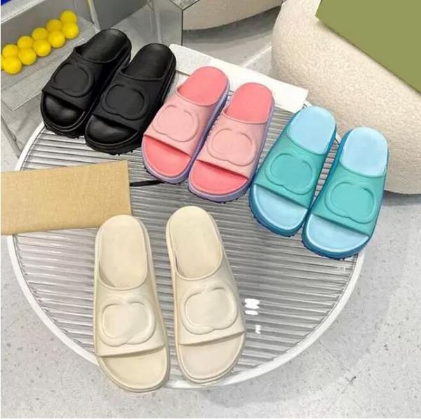 

women platform slipper designer slippers rubber slides non slip sandals thick bottom classics sandal solid color flip flops size size40 41 4, Black