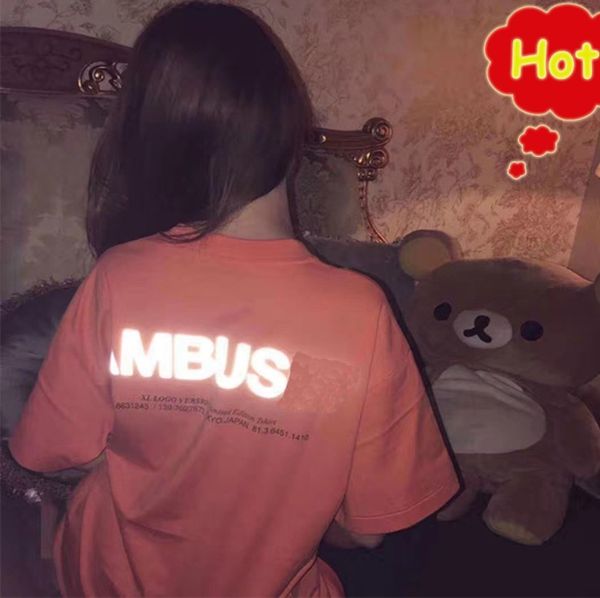 

designer men's t shirt short sleeve chest letter reflective basic men and women couple tees trendy fashion, White;black