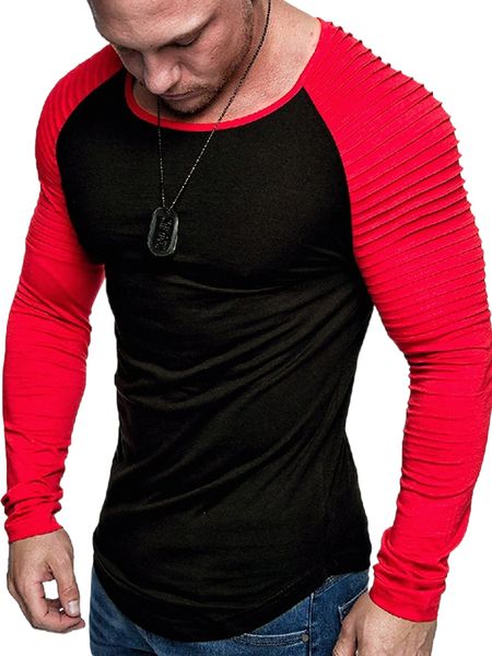 

men raglan sleeve curved hem tee n5g2#, White;black