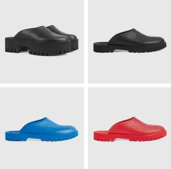 

luxury designer slippers women men sandals hollow pattern rubber platform groove sole waterproof sandal casual shoes fashion classical, Black