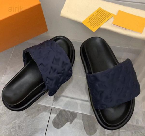 

pool pillow comfort mules sandals men women fashion slippers ladies summer vibrant sandals puffy style classic slides, Black