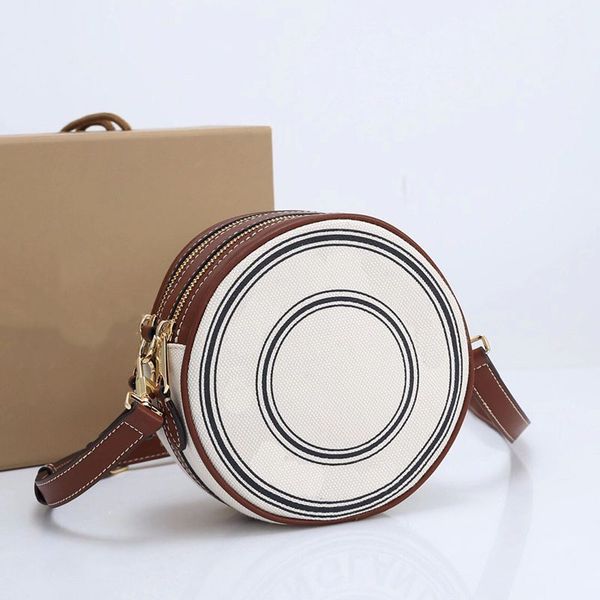 

2022 vintage check bag small crossbody round bags designer women icon stripe canvas messenger shoulder bags with box 17cm