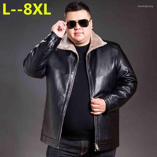 6XL 5XL 4X Giacche in vera pelle da uomo Moda Cappotti in pelle di pecora nera con fodera in lana Caldo in inverno Arrivo Taglie forti