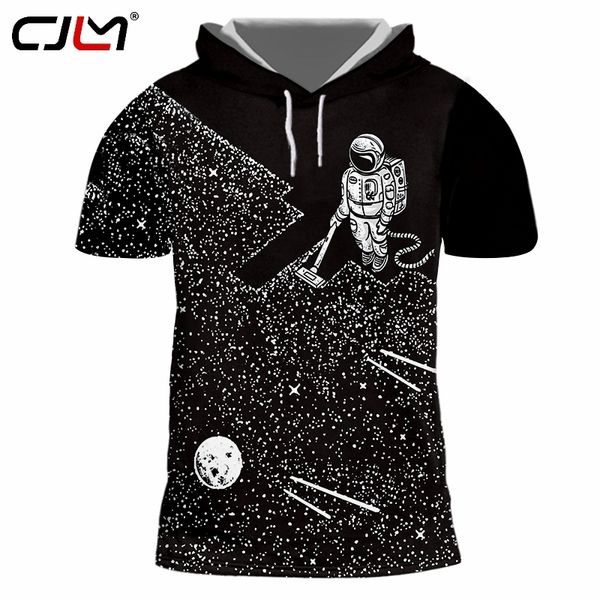 

cjlm hooded t-shirt men women's fashion black galaxy space 3d printed t shirt harajuku hip hop short pattern custom 220619, White;black
