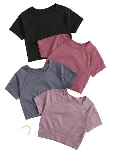 

4 pack raglan sleeve sports tee c3gq#, Gray