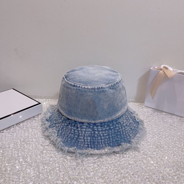 

bucket hat woman wide brim hats summer denim material luxury designer, Blue;gray