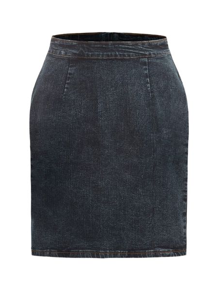 

zip back denim skirt q0of#, Black