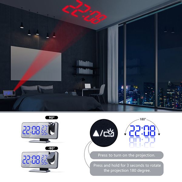 Despertador Digital LED Despertador eletrônico USB Wake Up FM Radio Time Snooze Função 2 Alarme