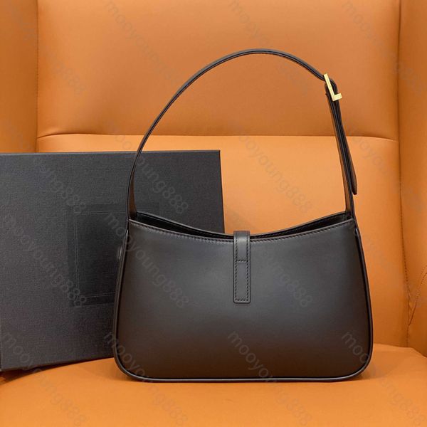 10A hochwertige Luxus-Designer LE5A7 Hobo-Tasche für Damen, kleine Handtasche aus echtem Leder, Rindsleder, gesteppte Reißverschlusstasche, Clutch-Geldbörse, Schwarz