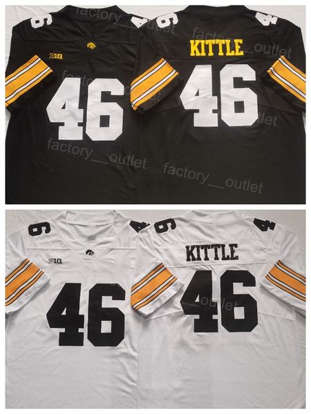 

ncaa college football iowa hawkeyes jersey men 46 george kittle university black white team color embroidery and stitched for sport fans bre