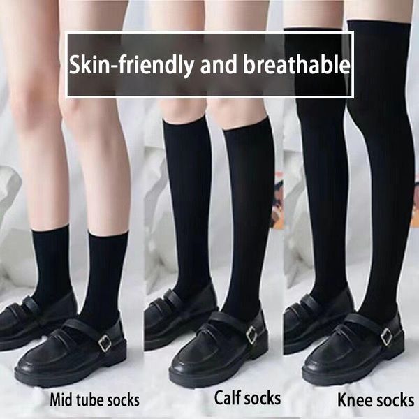 Socken Strumpfwaren JK Frau Schwarz Weiß Lolita Strümpfe 3 Stil Einfarbig Mode Kawaii Cosplay Sexy Nylon Für Mädchen