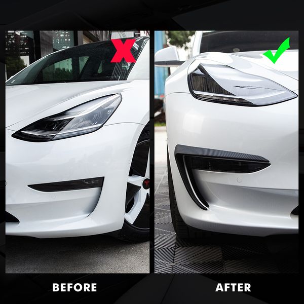 

2022 new car front blade trim for tesla model 3 2021 accessories carbon fiber abs black matte white model3 tesla three