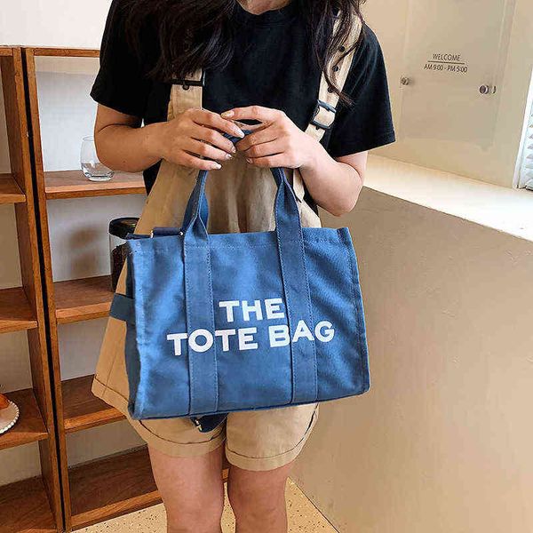 

2022 designer new simple fashion diagonal bag literary style letter printing large bag canvas shoulder bag