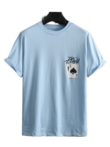 

men playing card & letter graphic tee i751#, White;black